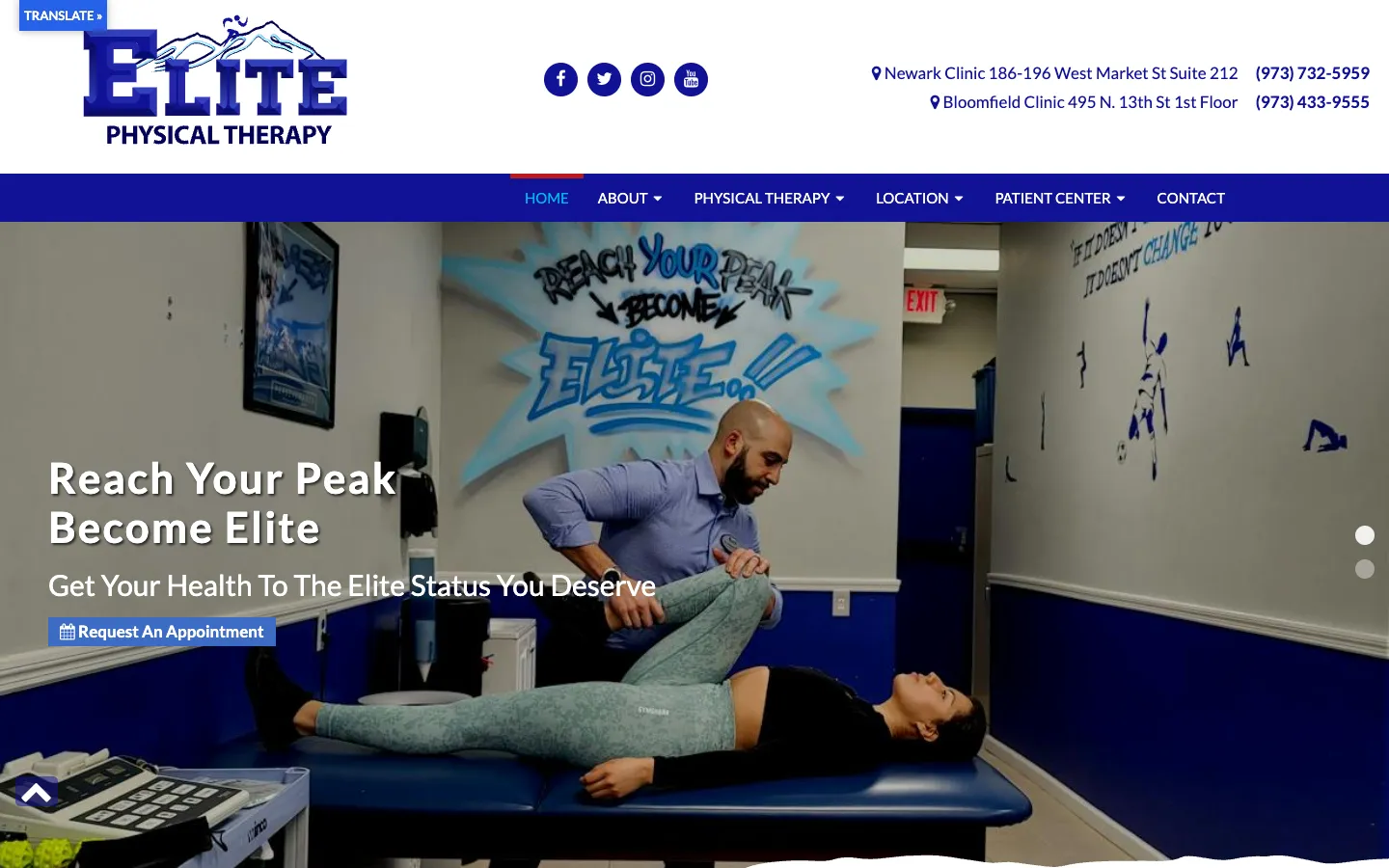 The current Elite Physical Therapy website